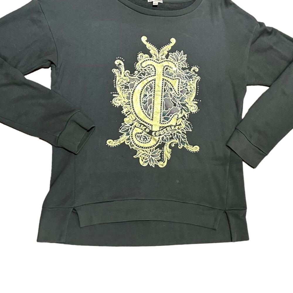 Juicy Couture Women's Size Large Charcoal Gray Sweatshirt with Gold Jeweled Logo - Picture 1 of 9